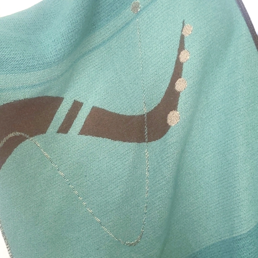 Reversible Ruana Wrap Cape Turquoise & Brown Soft Knit Boho Fringe Shawl XL 1 sz - Picture 5 of 14